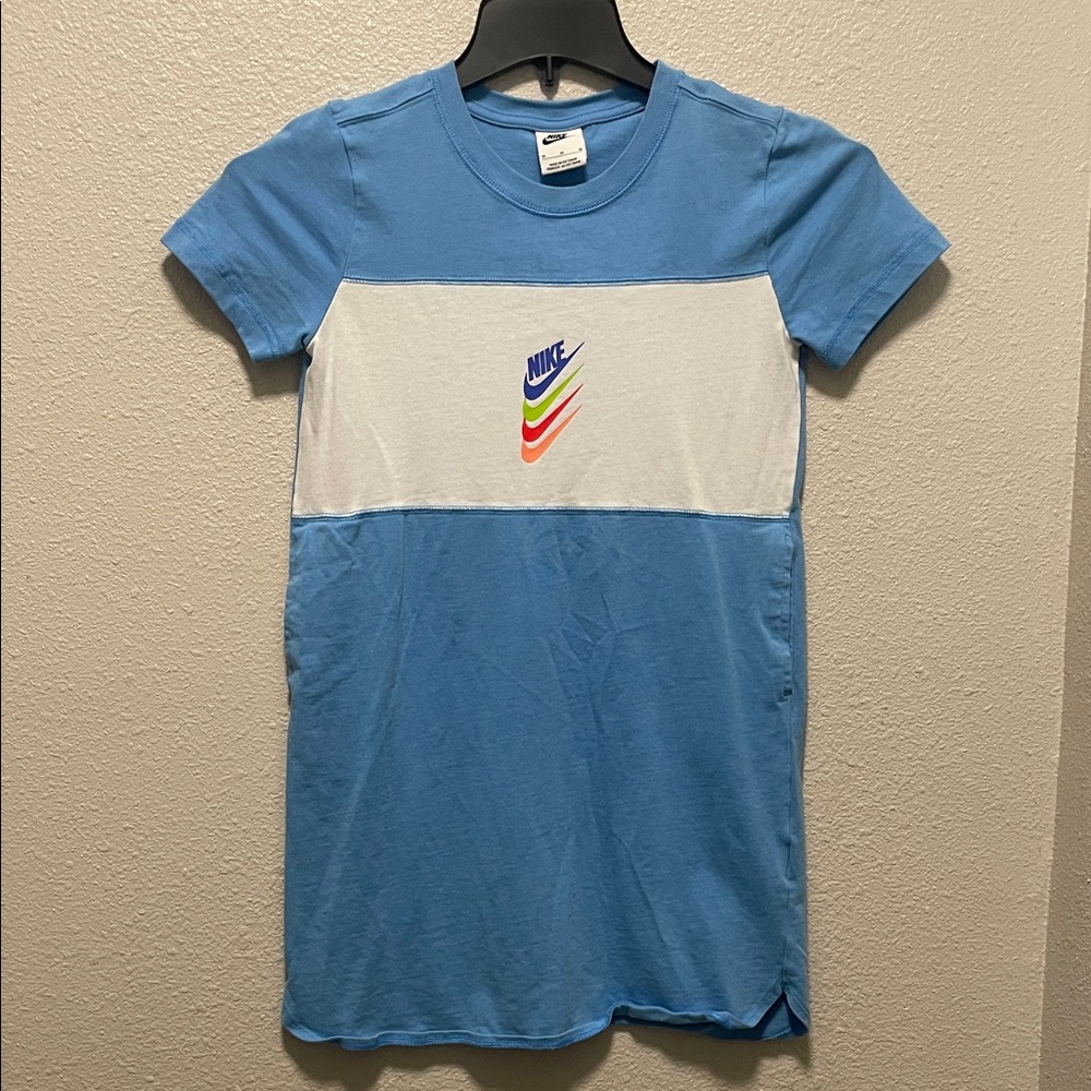 Nike T Shirt Dress Youth Medium Blue Pockets